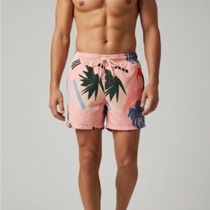 MEN’s BATHER SURF/SWIM TRUNK SHORTS ABSTRACT PALM TROPICAL MIAMI VICE POOL BEACH